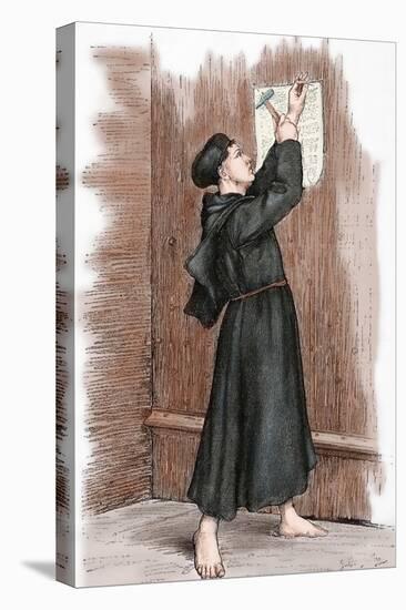 Martin Luther (1483-1546) Hanging His 95 Theses in Wittenberg, 1517-null-Premier Image Canvas