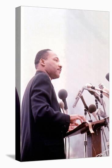 Martin Luther King, American Priest Activist for Civil Right Movement Black Americans Here C. 1965-null-Stretched Canvas