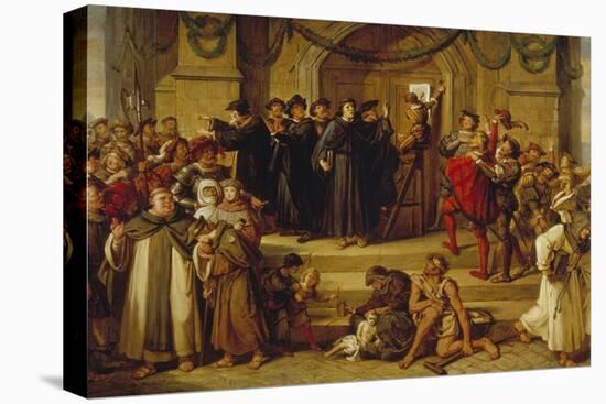 Martin Luther Ninety-Five Theses Being Nailed to the Door of Wittenberg Church-Julius Hübner-Premier Image Canvas