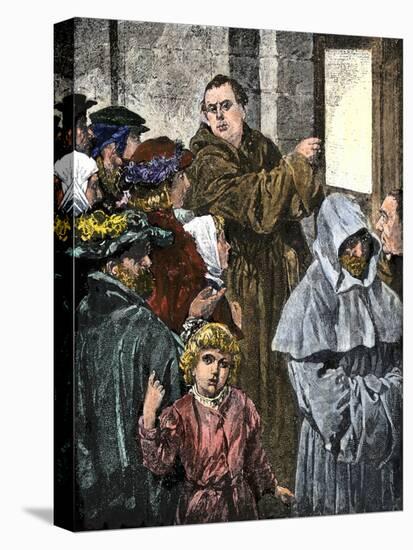 Martin Luther Posting His 95 Theses on the Church Door in Wittenberg-null-Premier Image Canvas