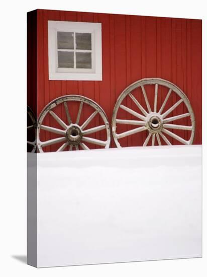 Martin Stables, Window and Wheel Detail, Banff, Alberta-Michele Westmorland-Premier Image Canvas