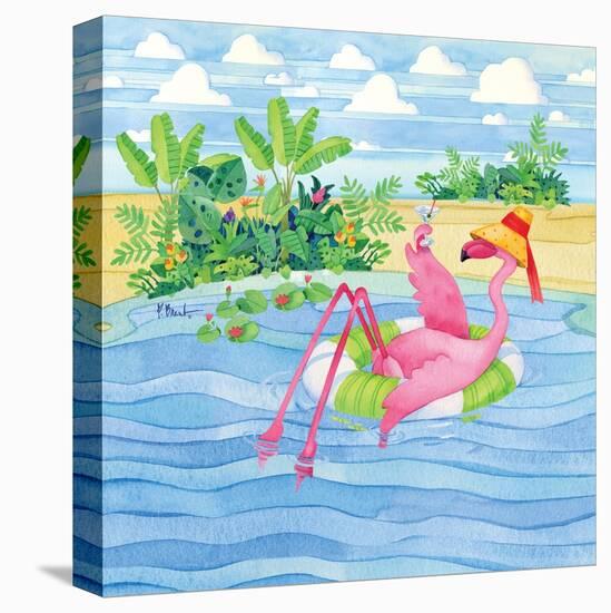 Martini Float Flamingo-Paul Brent-Stretched Canvas