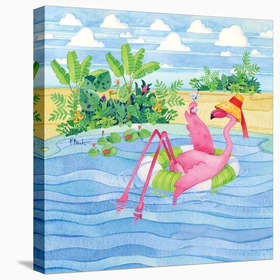 Martini Float Flamingo-Paul Brent-Stretched Canvas