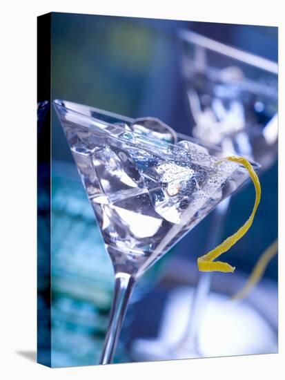 Martini with Lemon Peel and Ice Cubes-null-Premier Image Canvas