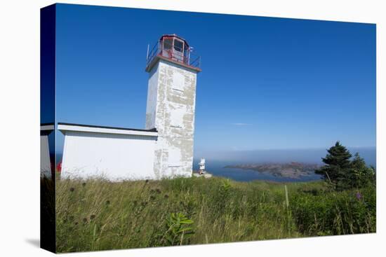 Martins, New Brunswick, White Old Traditional Historic Lighthouse Ion Water with Fields on Cliff-Bill Bachmann-Premier Image Canvas