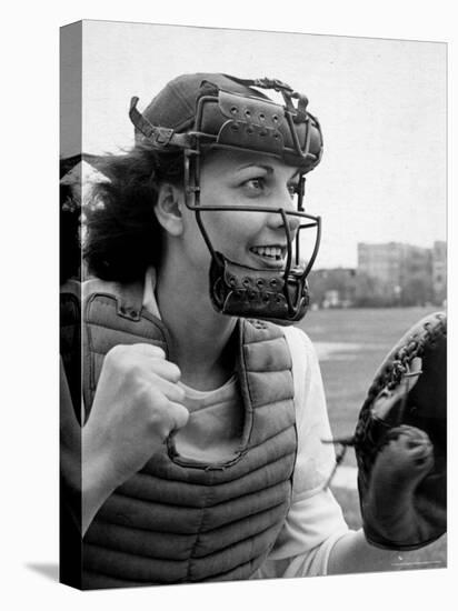 Mary "Binnie" Baker Plays Catcher For All American Girls Baseball League on the South Bend Team-Wallace Kirkland-Premier Image Canvas