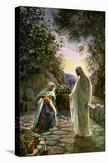Mary Magdalene speaks to the risen Jesus - Bible-William Brassey Hole-Premier Image Canvas