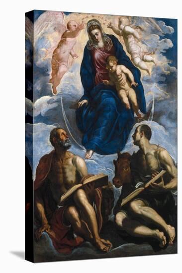 Mary with the Child, Venerated by Saint Mark and Saint Luke, before 1570-Jacopo Tintoretto-Premier Image Canvas