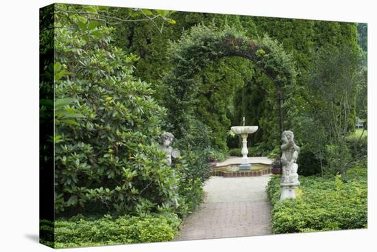 Maryland, Beautiful Sculptures and Hedges Surround a Fountain in an Elegant Garden-Bill Bachmann-Premier Image Canvas