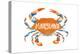 Maryland - Blue Crab - Blue and Orange Watercolor (#2)-Lantern Press-Stretched Canvas