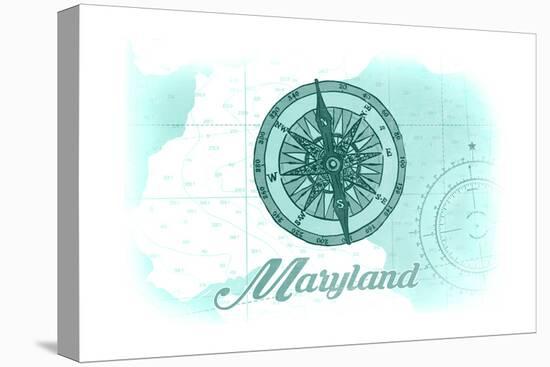 Maryland - Compass - Teal - Coastal Icon-Lantern Press-Stretched Canvas