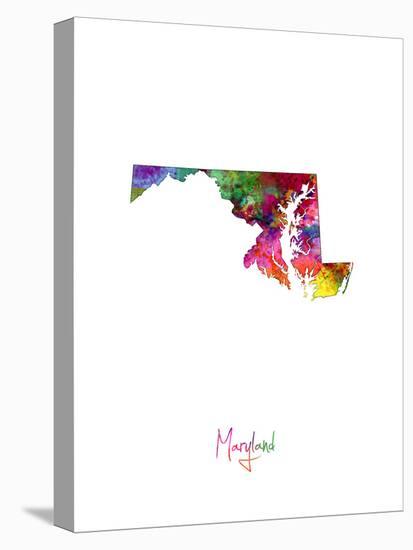 Maryland Map-Michael Tompsett-Stretched Canvas