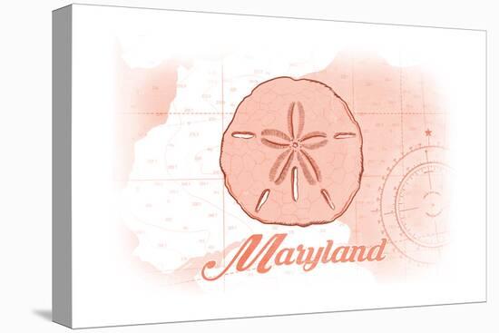 Maryland - Sand Dollar - Coral - Coastal Icon-Lantern Press-Stretched Canvas