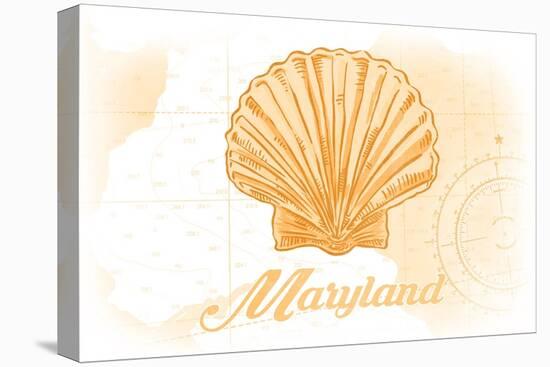 Maryland - Scallop Shell - Yellow - Coastal Icon-Lantern Press-Stretched Canvas