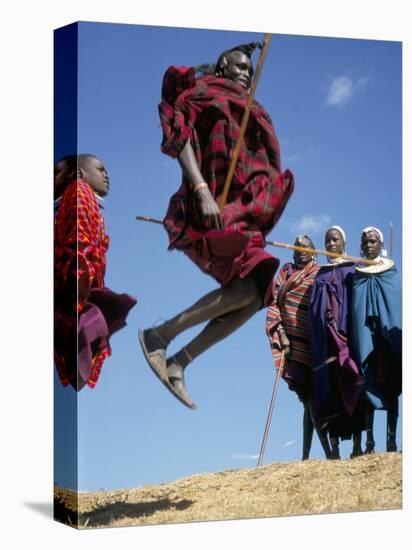 Masai Warriors Perform Jumping Dance, Masai Mara National Park, Kenya, East Africa, Africa-D H Webster-Premier Image Canvas