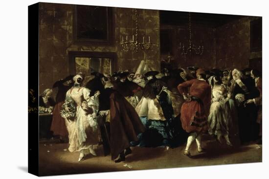 Masked Ball with Ladies and Gentlemen in Carnival Costume, Grand Hall of Ridotto in Palazzo Dandalo-Giovanni Antonio Guardi-Premier Image Canvas