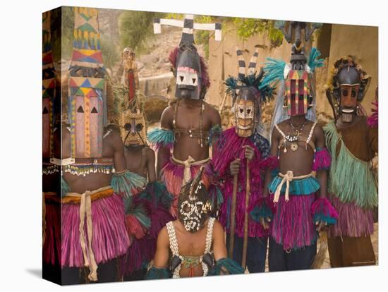Masked Ceremonial Dogon Dancers, Sangha, Dogon Country, Mali-Gavin Hellier-Premier Image Canvas