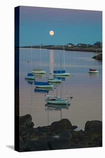 Massachusetts, Cape Ann, Rockport, Rockport Harbor, Moonrise-Walter Bibikow-Premier Image Canvas