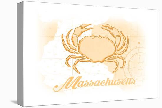Massachusetts - Crab - Yellow - Coastal Icon-Lantern Press-Stretched Canvas