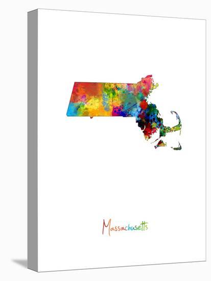 Massachusetts Map-Michael Tompsett-Stretched Canvas