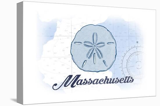 Massachusetts - Sand Dollar - Blue - Coastal Icon-Lantern Press-Stretched Canvas