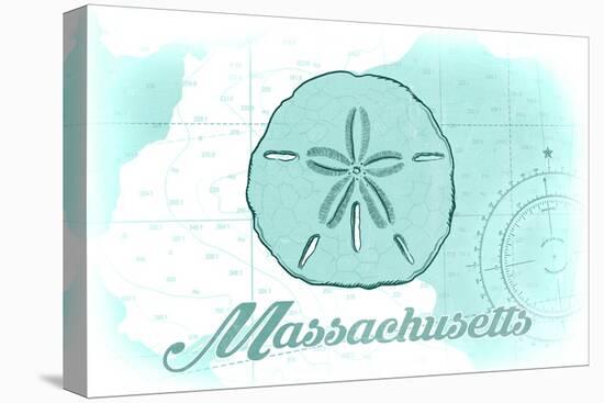 Massachusetts - Sand Dollar - Teal - Coastal Icon-Lantern Press-Stretched Canvas