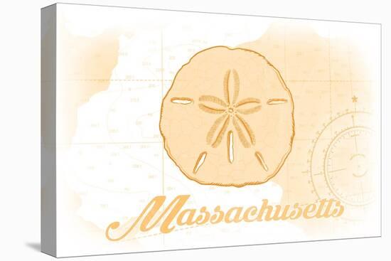 Massachusetts - Sand Dollar - Yellow - Coastal Icon-Lantern Press-Stretched Canvas