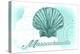 Massachusetts - Scallop Shell - Teal - Coastal Icon-Lantern Press-Stretched Canvas