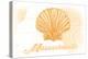 Massachusetts - Scallop Shell - Yellow - Coastal Icon-Lantern Press-Stretched Canvas