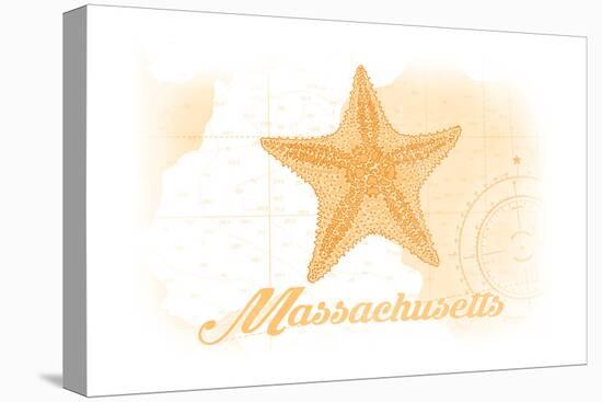 Massachusetts - Starfish - Yellow - Coastal Icon-Lantern Press-Stretched Canvas