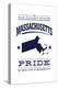 Massachusetts State Pride - Blue on White-Lantern Press-Stretched Canvas