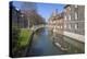 Mathematical Bridge, Connecting Two Parts of Queens College, with Punters on the River Beneath-Charlie Harding-Premier Image Canvas