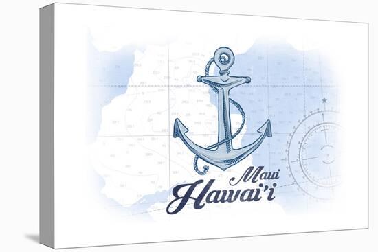 Maui, Hawaii - Anchor - Blue - Coastal Icon-Lantern Press-Stretched Canvas