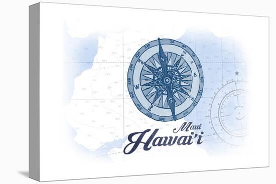 Maui, Hawaii - Compass - Blue - Coastal Icon-Lantern Press-Stretched Canvas