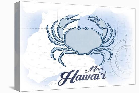 Maui, Hawaii - Crab - Blue - Coastal Icon-Lantern Press-Stretched Canvas