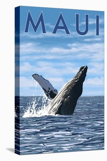 Maui, Hawaii - Humpback Whale-Lantern Press-Stretched Canvas