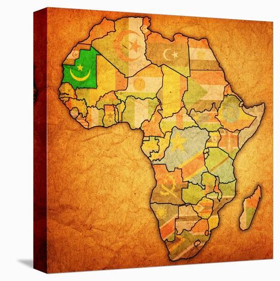 Mauritania on Actual Map of Africa-michal812-Stretched Canvas