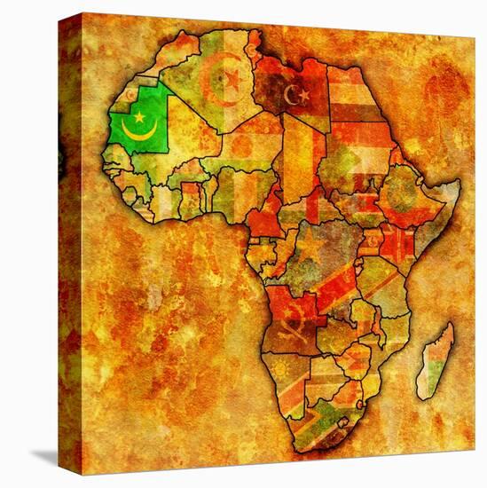 Mauritania on Actual Map of Africa-michal812-Stretched Canvas