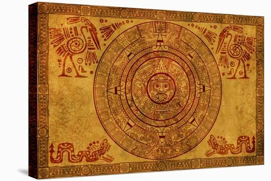 Maya Calendar On Ancient Parchment-frenta-Stretched Canvas