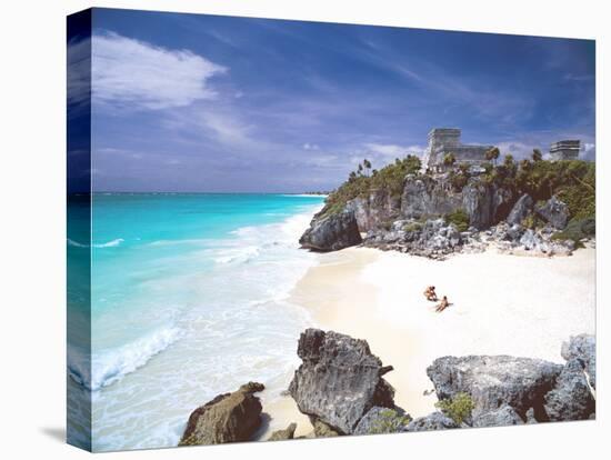 Mayan Ruins Overlooking the Caribbean Sea and Beach at Tulum, Yucatan Peninsula, Mexico-Sakis Papadopoulos-Premier Image Canvas