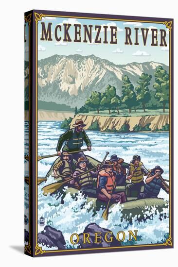 McKenzie River, Oregon - Rafting Scene-Lantern Press-Stretched Canvas