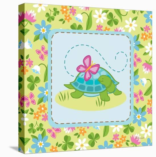 Meadow Turtle I-Betz White-Stretched Canvas