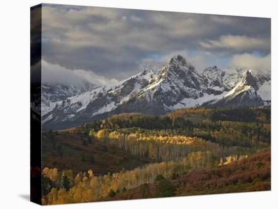 Mears Peak with Snow and Yellow Aspens in the Fall-James Hager-Premier Image Canvas