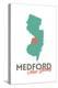 Medford, New Jersey - Orange and Teal - Heart Design-Lantern Press-Stretched Canvas