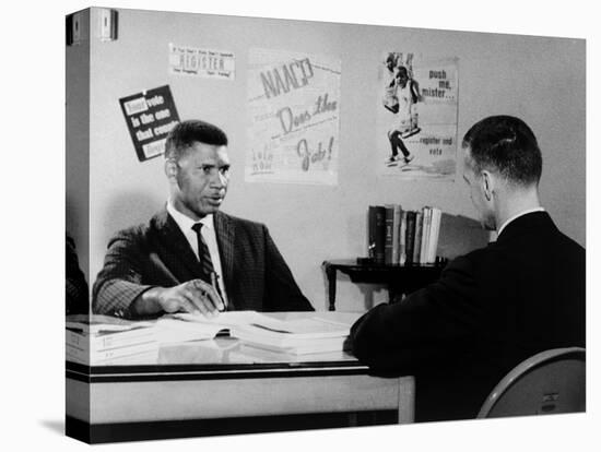 Medgar Evers, NAACP Leader in Mississippi, with Journalist Bill Peters, 1963-null-Stretched Canvas