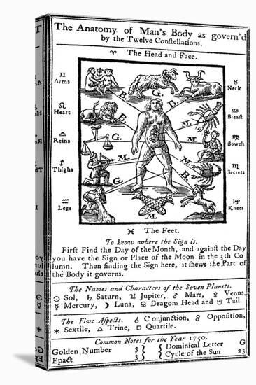 Medical Zodiac Man, 1750-Science Source-Premier Image Canvas