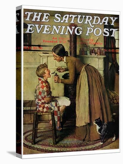 "Medicine Giver" "Take Your Medicine" Saturday Evening Post Cover, May 30,1936-Norman Rockwell-Premier Image Canvas