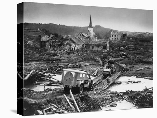 Medics' Ambulance Truck Driving Through Wreckage Left Behind at Battle Site During WWII-null-Premier Image Canvas