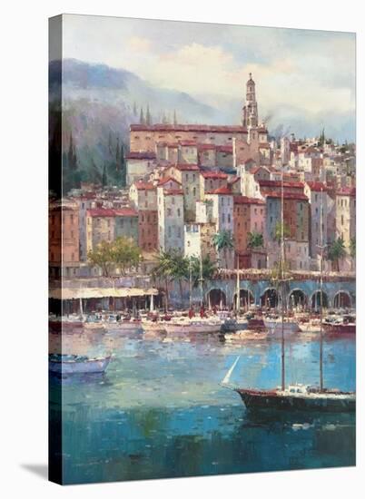 Mediterranean Harbor l-Peter Bell-Stretched Canvas