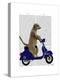 Meerkat on Dark Blue Moped-Fab Funky-Stretched Canvas